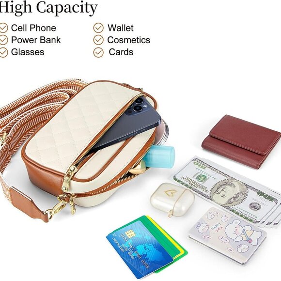 Quilted Crossbody Bags for Women Wallet Purse with Phone Pocket, Small Travel Pu - Picture 4 of 7